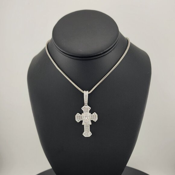 Sterling Silver 925 Cross Necklace with Jesus Face  Religious Pendant - Picture 1 of 12